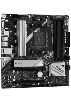 Мат.плата AM4 (A520) ASRock A520M Pro4, A520, 4xDDR4, Int.Video(CPU), 4xSATA3, 2xM.2, 2xPCI-E 16x 3.0, 1xM.2 (Key E), ALC1200, RTL8111H, 10xUSB3.2/4xUSB2.0, VGA/HDMI/DP, MicroATX