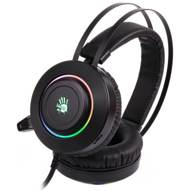 Навушники Bloody G521 Black, підсвічування, USB, накладні, кабель 2 м