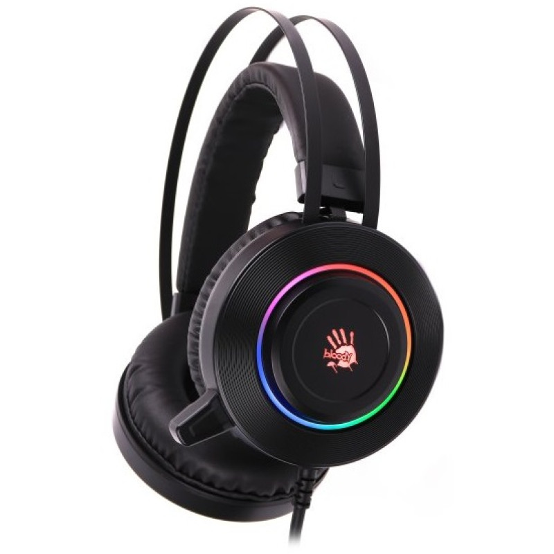 Навушники Bloody G521 Black, підсвічування, USB, накладні, кабель 2 м