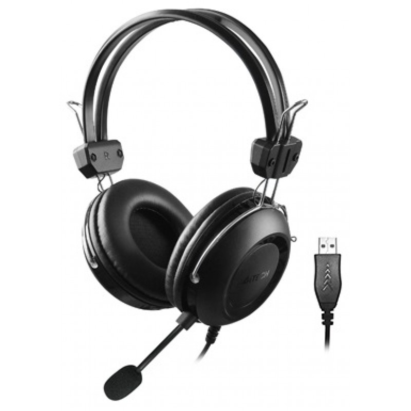 Навушники A4Tech HU-35 Black, USB, накладні, регулятор гучності, кабель 2 м