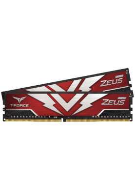 Пам'ять 8Gb x 2 (16Gb Kit) DDR4, 3200 MHz, Team T-Force Zeus, Red, 16-18-18-38, 1.35V (TTZD416G3200HC20DC01)