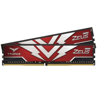 Пам'ять 8Gb x 2 (16Gb Kit) DDR4, 3200 MHz, Team T-Force Zeus, Red, 16-18-18-38, 1.35V (TTZD416G3200HC20DC01)