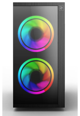 Корпус 2E BASIS Black, без БЖ, Mini Tower, для Micro ATX / Mini ITX, 2xUSB 3.0, 2x120 ARGB Fan, прозора бічна панель із пластику (2E-RD858)