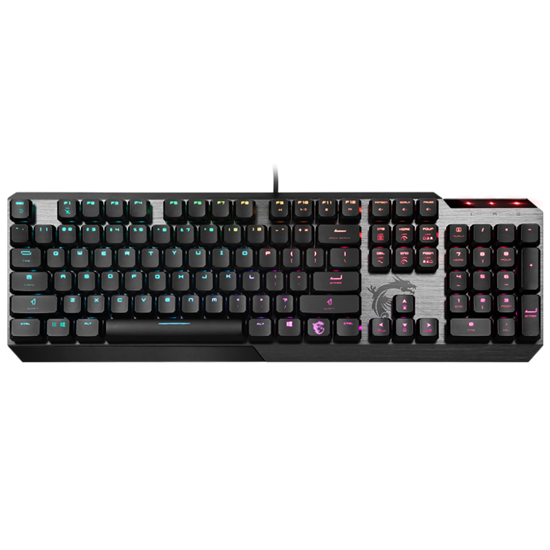 Клавіатура MSI VIGOR GK50 LOW PROFILE, Black/Gray, USB, низькопрофільні механічні перемикачі, RGB-підсвічування для кожної клавіші, 1.8 м