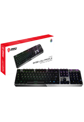 Клавіатура MSI VIGOR GK50 LOW PROFILE, Black/Gray, USB, низькопрофільні механічні перемикачі, RGB-підсвічування для кожної клавіші, 1.8 м