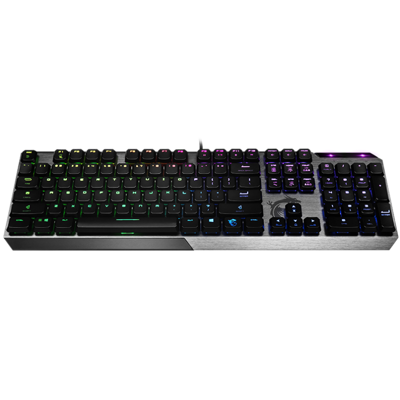 Клавіатура MSI VIGOR GK50 LOW PROFILE, Black/Gray, USB, низькопрофільні механічні перемикачі, RGB-підсвічування для кожної клавіші, 1.8 м