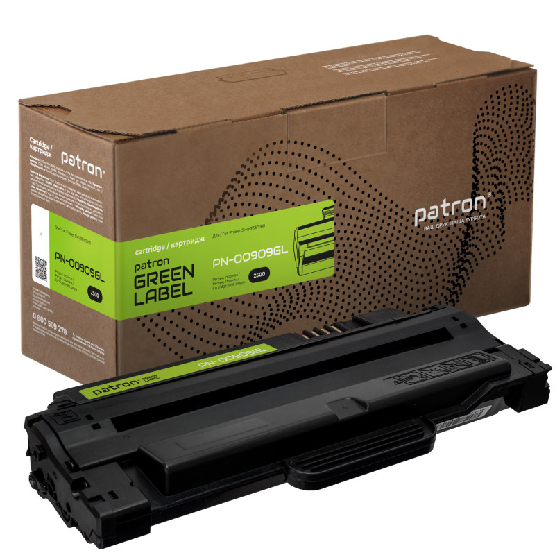 Картридж Xerox 108R00909, Black, Phaser 3140/3155/3160, 2500 стор, Patron Green (PN-00909GL)
