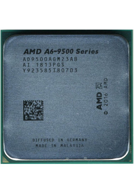 Процесор AMD (AM4) A6-9500, Tray, 2x3.5 GHz (Turbo Boost 3.8 GHz), Radeon R5 (1029 MHz), L2 1Mb, Bristol Ridge, 28 nm, TDP 65W (AD9500AGM23AB)
