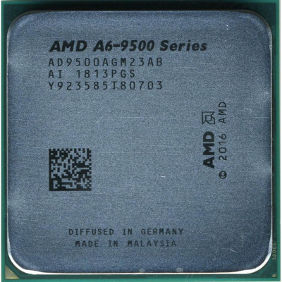 Процесор AMD (AM4) A6-9500, Tray, 2x3.5 GHz (Turbo Boost 3.8 GHz), Radeon R5 (1029 MHz), L2 1Mb, Bristol Ridge, 28 nm, TDP 65W (AD9500AGM23AB)