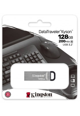 USB 3.2 Gen 1 Flash Drive 128Gb Kingston DataTraveler Kyson, Silver (DTKN/128GB)