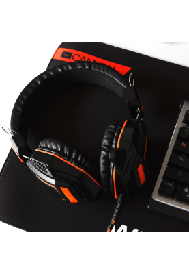 Навушники Canyon Fobos, Black/Orange, 2x3.5 мм, мікрофон, динаміки 50 мм, 32 Ом, 95 дБ, 2 м (CND-SGHS3A)