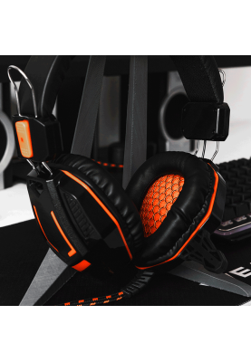 Навушники Canyon Fobos, Black/Orange, 2x3.5 мм, мікрофон, динаміки 50 мм, 32 Ом, 95 дБ, 2 м (CND-SGHS3A)