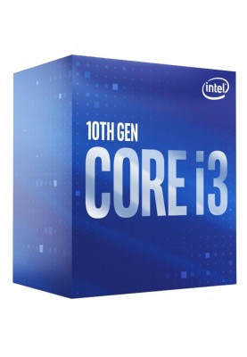 Процесор Intel Core i3 (LGA1200) i3-10100F, Box, 4x3.6 GHz (Turbo Boost 4.3 GHz), L3 6Mb, Comet Lake, 14 nm, TDP 65W (BX8070110100F)