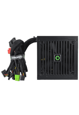 Блок живлення 500 Вт, GameMax GE-500, Black, 80+ Basic, Active PFC, 12 см, 3xMolex / 4xSATA / 1x6+2-pin / 1x4+4-pin / 1x20+4-pin, захист OVP / UVP / SIP / OCP / OLP / OPP / SCP
