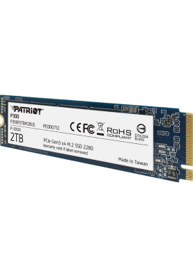 Твердотільний накопичувач M.2 2Tb, Patriot P300, PCI-E 3.0 x4, 3D TLC, 2100/1650 MB/s (P300P2TBM28)