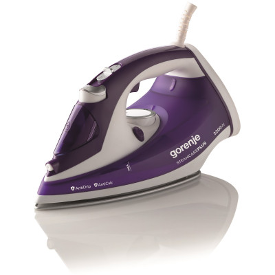 Праска Gorenje SIH2200BBC Lilac, 2200W, з парою, керамічне покриття, ємність для води 280 мл, постійна пара 30 г/хв, паровий удар 90 г/хв