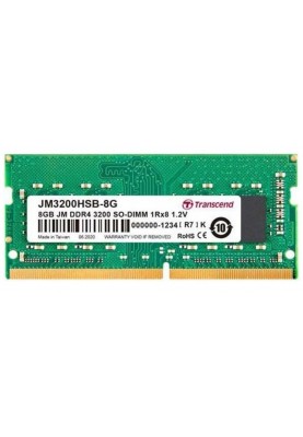 Пам'ять SO-DIMM, DDR4, 8Gb, 3200 MHz, Transcend JetRam, CL22, 1.2V (JM3200HSB-8G)