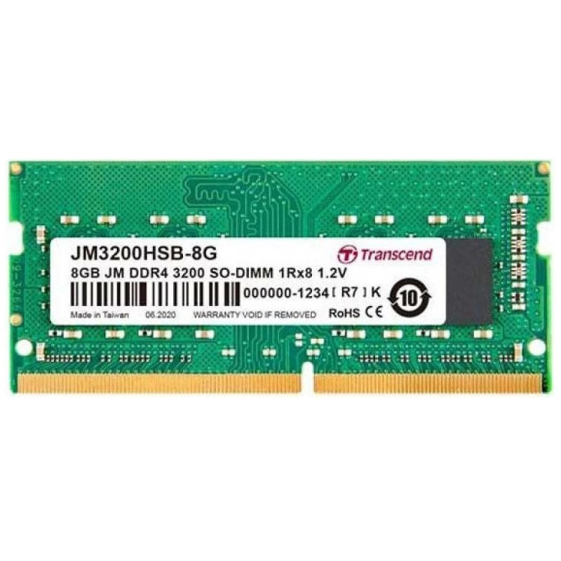 Пам'ять SO-DIMM, DDR4, 8Gb, 3200 MHz, Transcend JetRam, CL22, 1.2V (JM3200HSB-8G)