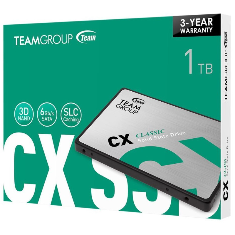 Твердотільний накопичувач 1Tb, Team CX2, SATA3, 2.5", 3D TLC, 540/490 MB/s (T253X6001T0C101)