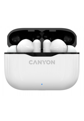 Навушники Canyon TWS-3, White, бездротові (Bluetooth), мікрофон, зарядний бокс, стереозвук, профілі HFP/HSP/AVRCP/A2DP, функція "Handsfree", 35/300 mAh (CNE-CBTHS3W)