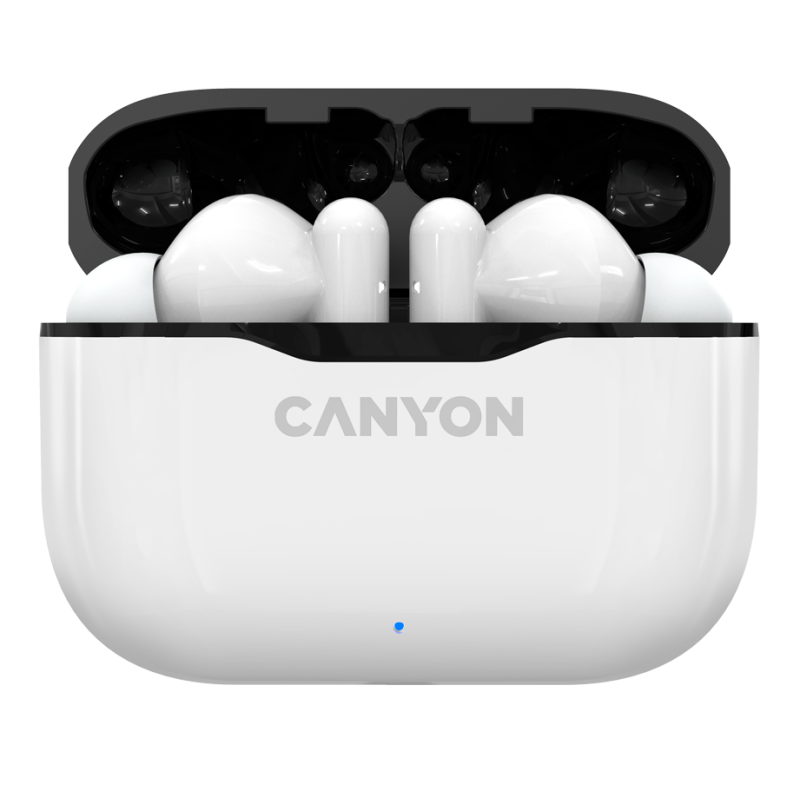 Навушники Canyon TWS-3, White, бездротові (Bluetooth), мікрофон, зарядний бокс, стереозвук, профілі HFP/HSP/AVRCP/A2DP, функція "Handsfree", 35/300 mAh (CNE-CBTHS3W)