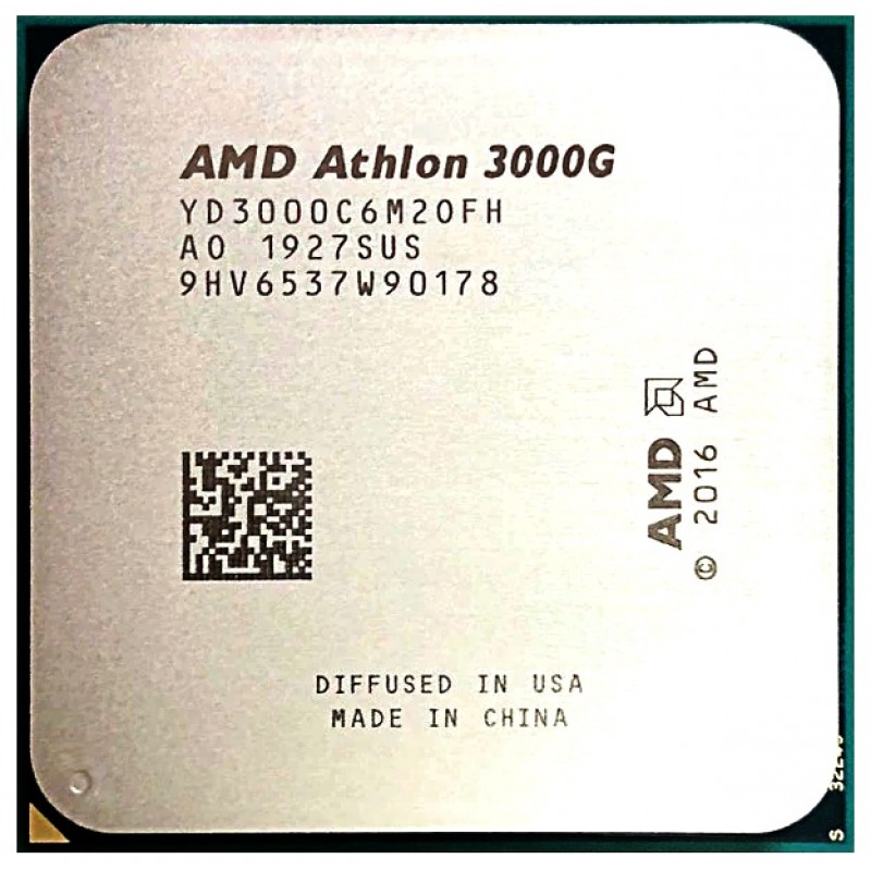 Процесор AMD (AM4) Athlon 3000G, Tray, 2x3.5 GHz, Radeon Vega 3 (1000 MHz), L3 4Mb, Picasso, 12 nm, TDP 35W (YD3000C6M2OFH)
