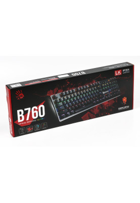 Клавіатура A4Tech Bloody B760, USB Black ігрова, LK-Green switches, механічна, LED-підсвічування (B760 Bloody Green Sw)