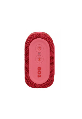 Колонка портативна 1.0 JBL Go 3 Red, 4.2 Bт, Bluetooth, живлення від акумулятора, IPX7 водонепроникна, 7.5 x 9 x 4 см