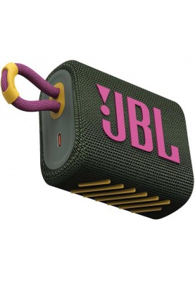 Колонка портативна 1.0 JBL Go 3 Green, 4.2 Bт, Bluetooth, живлення від акумулятора, IPX7 водонепроникна (JBLGO3GRN)