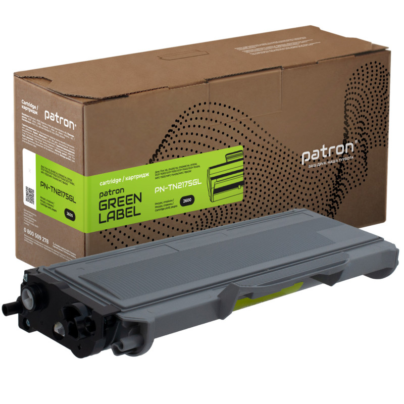 Картридж Brother TN2175, Black, HL-2140/2150/2170, DCP-7030/7032/7040/7045, MFC-7320/7440/7840, 2600 стор, Patron Green (PN-TN2175GL)