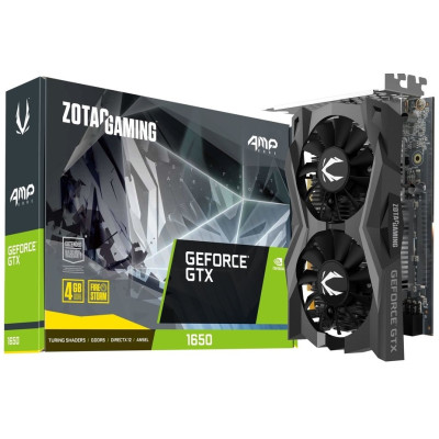Відеокарта GeForce GTX 1650, Zotac, AMP Core, 4Gb GDDR6, 128-bit, DVI-D/HDMI/DP, 1650/12000 MHz, 6-pin (ZT-T16520J-10L)