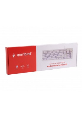 Клавіатура Gembird KB-UML3-01-W-UA, 3-х кольорове підсвічування клавіш, USB, White (KB-UML3-01-W-UA)