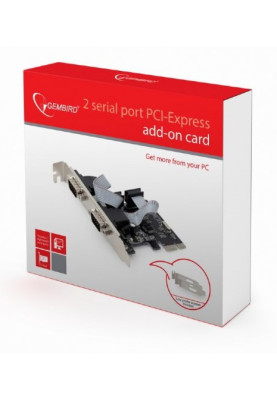 Контролер PCI-E x1 - 2 x RS232 (COM), Gembird, чіпсет WCH382, низькопрофільна планка в комплекті (SPC-22)