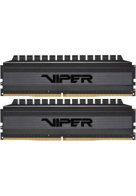 Пам'ять 8Gb x 2 (16Gb Kit) DDR4, 3600 MHz, Patriot Viper 4 Blackout, Black, 18-22-22-42, 1.35V, з радіатором (PVB416G360C8K)