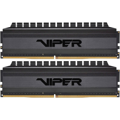 Пам'ять 8Gb x 2 (16Gb Kit) DDR4, 3600 MHz, Patriot Viper 4 Blackout, Black, 18-22-22-42, 1.35V, з радіатором (PVB416G360C8K)