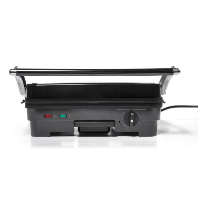 Електрогриль Holmer HCG-18P Silver, 1800W, закритий (двосторонній), знімні пластини плоска, ребриста, піддон для жиру, управління механічне
