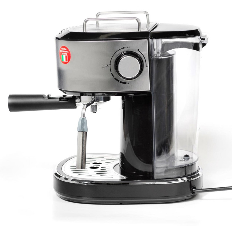 Кавоварка Holmer HCM-105 Silver, 850W, ріжкова, еспресо ріжкова, керування механічне, мелена кава, тиск 15 бар, об'єм 1.2 л