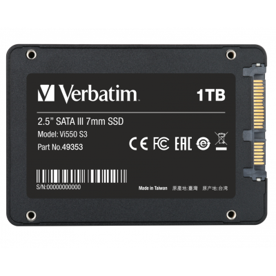 Твердотільний накопичувач 1Tb, Verbatim Vi500 S3, SATA3, 2.5", 3D TLC, 560/535 MB/s (49353)