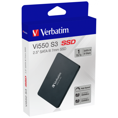 Твердотільний накопичувач 1Tb, Verbatim Vi500 S3, SATA3, 2.5", 3D TLC, 560/535 MB/s (49353)