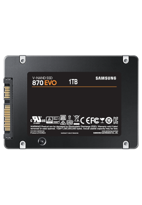 Твердотільний накопичувач 1Tb, Samsung 870 Evo, SATA3, 2.5", MLC (3-bit), 560/530 MB/s (MZ-77E1T0B)