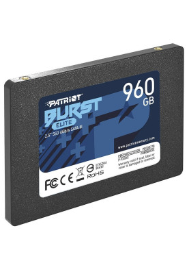 Твердотільний накопичувач 960Gb, Patriot Burst Elite, SATA3, 2.5", 3D TLC, 450/320 MB/s (PBE960GS25SSDR)