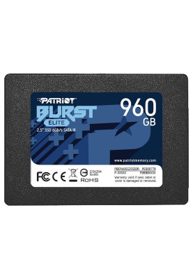 Твердотільний накопичувач 960Gb, Patriot Burst Elite, SATA3, 2.5", 3D TLC, 450/320 MB/s (PBE960GS25SSDR)
