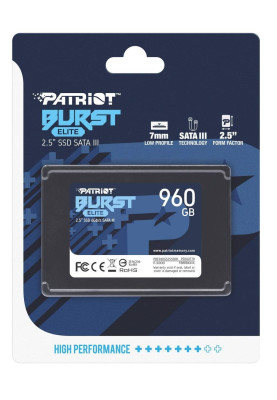 Твердотільний накопичувач 960Gb, Patriot Burst Elite, SATA3, 2.5", 3D TLC, 450/320 MB/s (PBE960GS25SSDR)