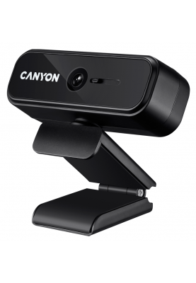 Веб-камера Canyon C2N, Black, 2Mp, 1920x1080/30 fps, мікрофон, фіксований фокус (від 20 см), механічна шторка, багатофункціональний затискач, USB 2.0, 1.5 м (CNE-HWC2N)