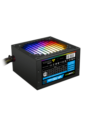 Блок живлення 700 Вт, GameMax VP-700 RGB, Black, 80+ Bronze, Active PFC, 12 см, 3xMolex / 5xSATA / 2x2+6-pin / 1x4+4-pin / 1x20+4-pin, захист OVP / UVP / OCP / OLP / OPP / SCP (VP-700-RGB)