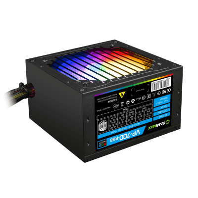 Блок живлення 700 Вт, GameMax VP-700 RGB, Black, 80+ Bronze, Active PFC, 12 см, 3xMolex / 5xSATA / 2x2+6-pin / 1x4+4-pin / 1x20+4-pin, захист OVP / UVP / OCP / OLP / OPP / SCP (VP-700-RGB)