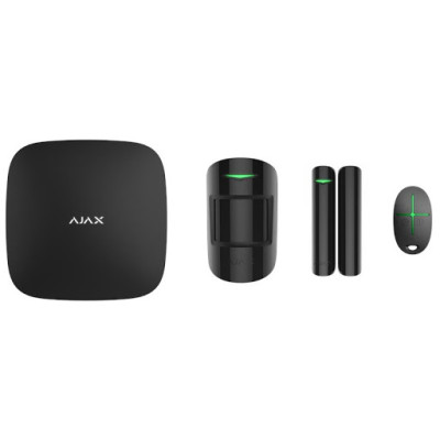 Комплект охоронної системи Ajax StarterKit Cam Plus, Black, GSM/WiFi/Ethernet, Hub 2 Plus, бездротовий датчик руху, бездротовий датчик відкриття дверей, брелок управління, фото (000019876)