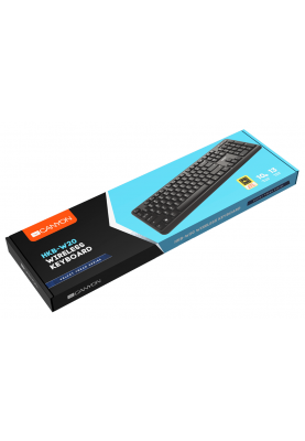 Клавіатура Canyon HKB-W20, Black, USB, бездротова, тихі перемикачі, 104 кнопки, 13 мультимедійних кнопок, 2xAAA (CNS-HKBW02-RU)