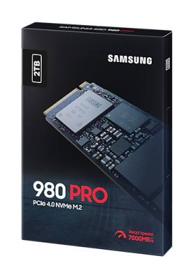 Твердотільний накопичувач M.2 2Tb, Samsung 980 Pro, PCI-E 4.0 x4, MLC 3-bit V-NAND, 7000/5000 MB/s (MZ-V8P2T0BW)