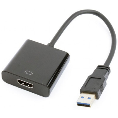 Адаптер USB 3.0 (M)-HDMI (F), Cablexpert, Black, 15 см (A-USB3-HDMI-02)